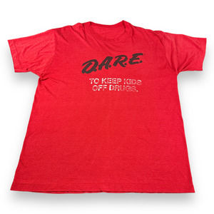 Vintage 80s Dare To Keep Kids Off Drugs T-Shirt school program say no LARGE/XL